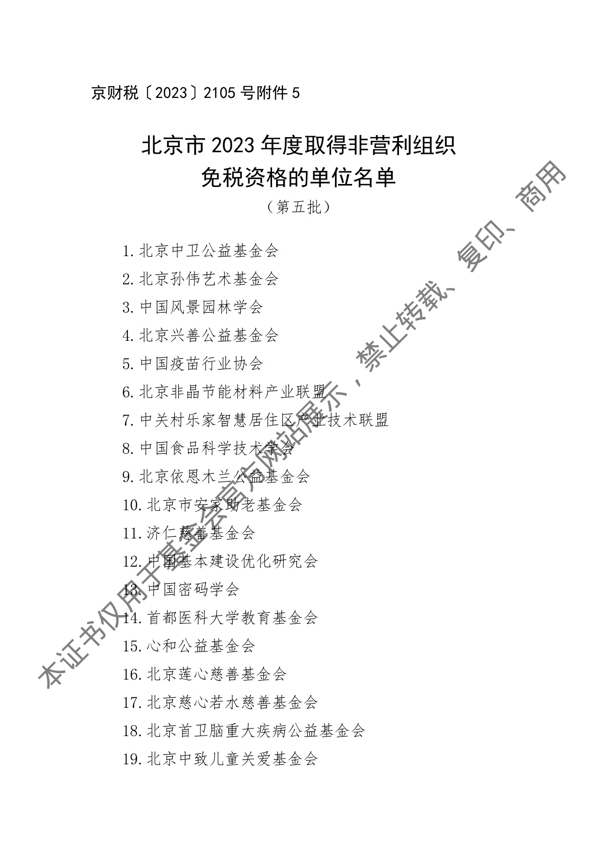 非营利组织免税资格名单